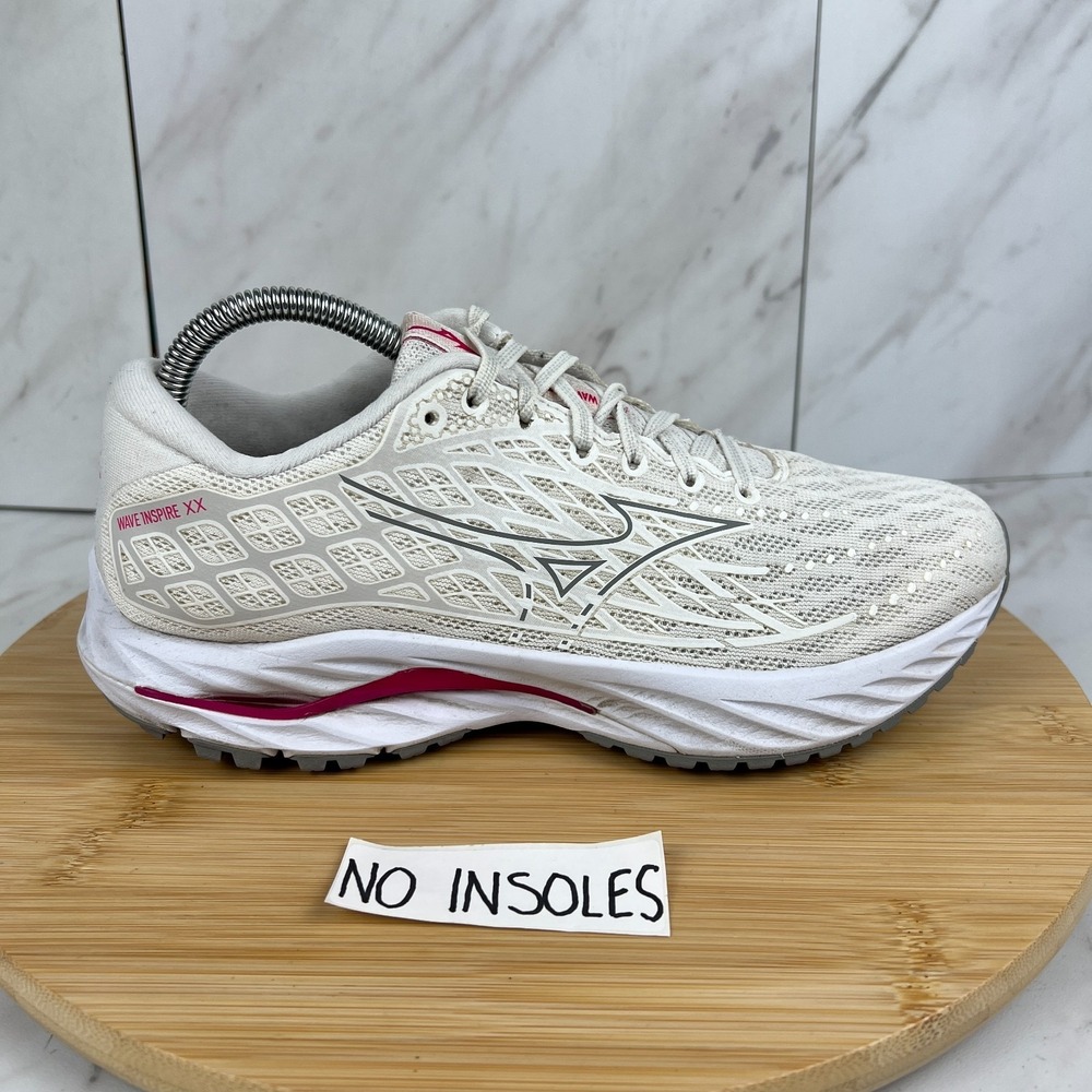 Mizuno Wave Inspire 20 Womens Size 8.5 White Fuschsia Purple Running Walk Shoes